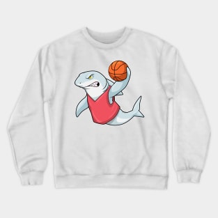 Shark at Sports with Basketball Crewneck Sweatshirt